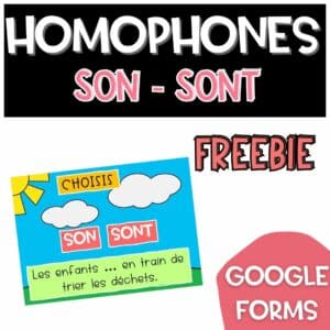 Gratuit GOOGLE FORMS Homophones SON SONT